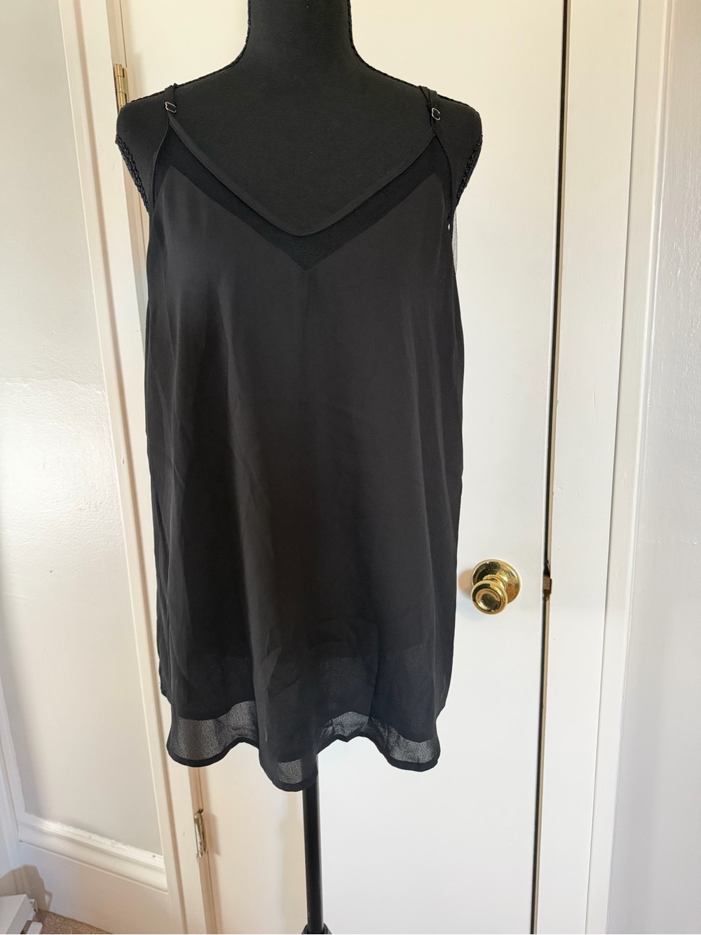 Lulu's Black V-Neck Satin-Like Camisole with Adjustable Straps